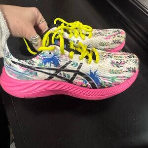 ASICS Women's Pink and Yellow Athletic Shoes